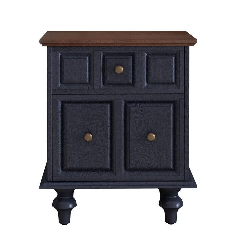 Vintage Nightstand With 2 Drawers And Roman Column Legs