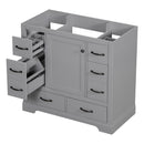 36" Bathroom Vanity Without Sink, Cabinet Base Only, 6 Drawers, Multi Functional Drawer Divider, Adjustable Shelf - Gray