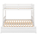 Twin over Pull-out Bunk Bed with Trundle, White