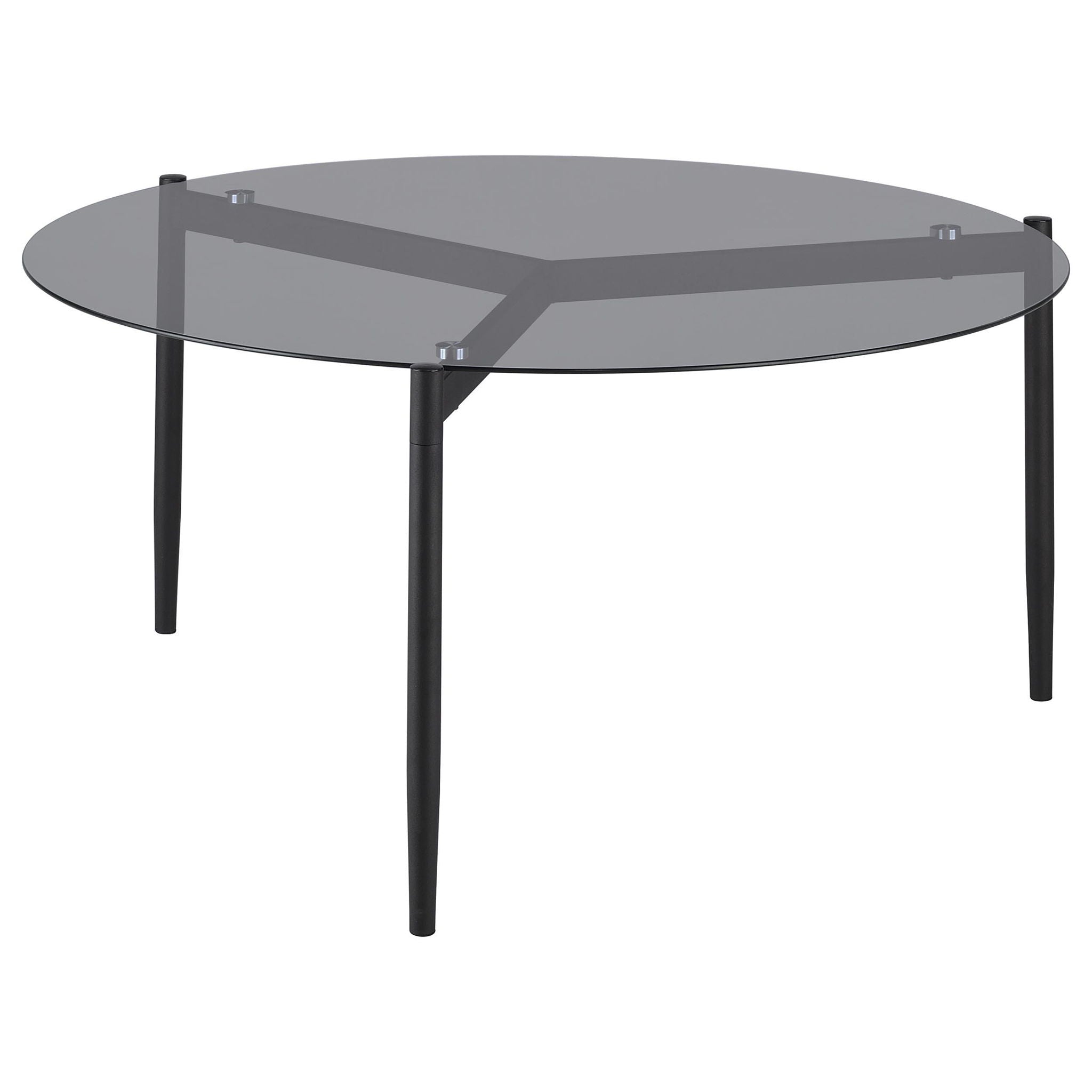 Rosalie Round Smoked Glass Top Coffee Table Grey - Atlantic Fine Furniture Melbourne FL