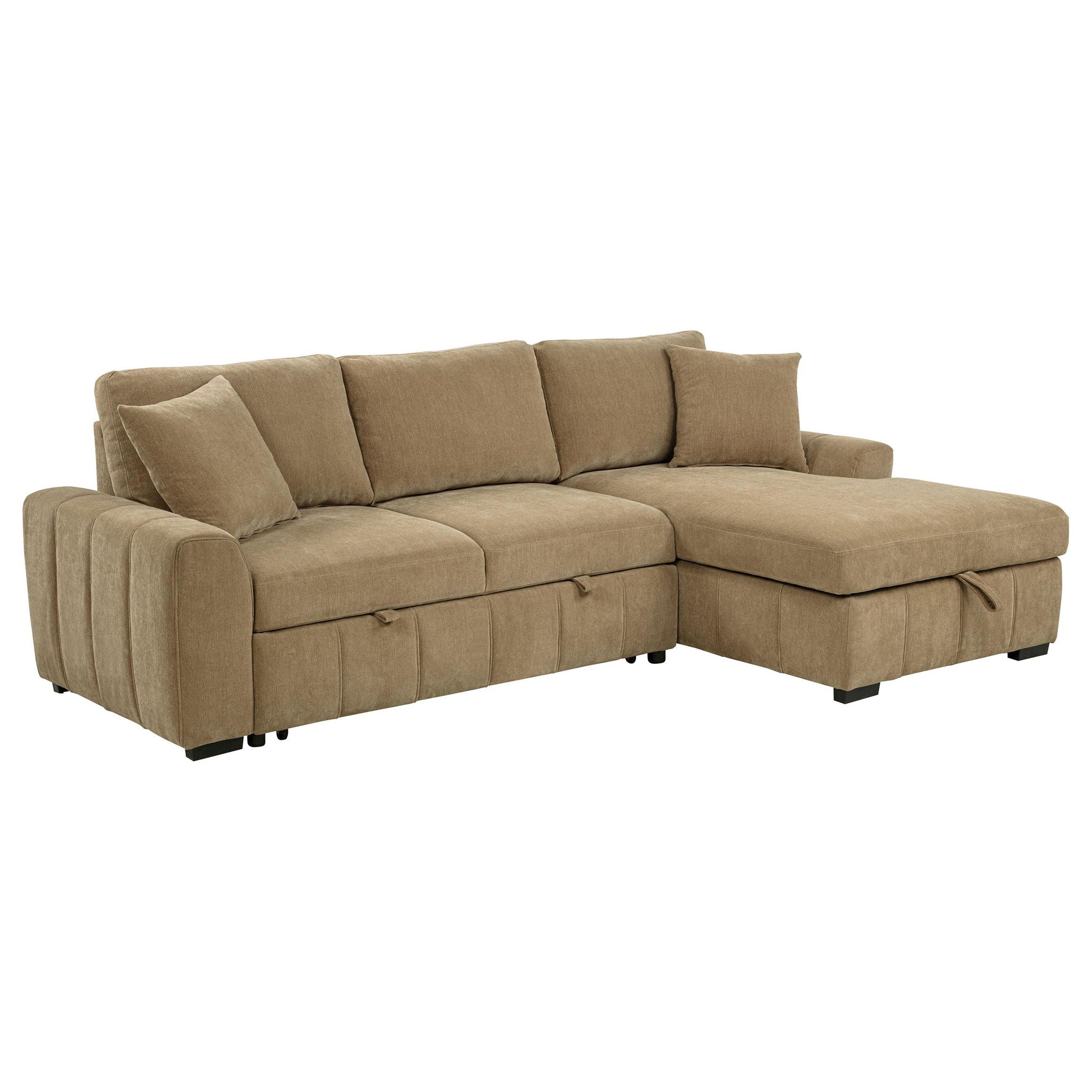 Pastrana Upholstered Sleeper Sectional Sofa RAF Chaise Camel_x000D_ - Atlantic Fine Furniture Melbourne FL