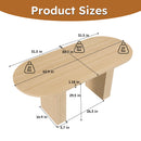 Oval Dining Table For 6 People With Wood Strip Base - Burly Wood