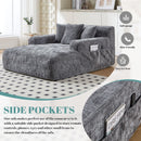 Chenille Interior Lazy Sofa Chaise Longue Armchair With 3 Pillows And Armrests