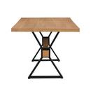 Farmhouse Style X Shaped Legs Dining Table With Metal - Natural