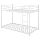 Twin over Twin Metal Bunk Bed, Low Bunk Bed with Ladder,White(OLD SKU:MF197033AAK)