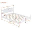 Full Size Wood Platform Bed Frame,Retro Style Platform Bed with Wooden Slat Support,White