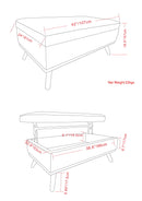 Owen - Lift Top Large Coffee Table Storage Ottoman, Mid Century Style