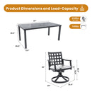 Modern Classic Outdoor Patio Dining Set, Rectangular Table & Dining Chairs, Rust Free, Weather Resistant