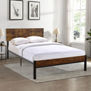 Modern Twin Size Metal Bed Frame Sturdy System Metal & Wood - Black