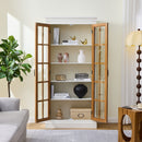 Rustic Style Display Cabinet With Glass Doors For Collectibles