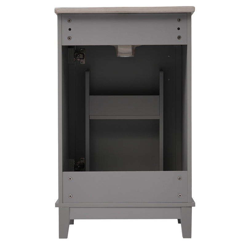 Modern Small Bathroom Vanity Cabinet With Ceramic Basin, Ample Storage, 1 Soft Close Door