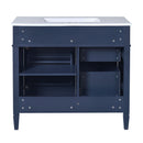 Bathroom Vanity With Top Sink, Modern Bathroom Storage Cabinet, 2 Drawers And A Tip-Out Drawer, Single Sink Bathroom Vanity - Blue