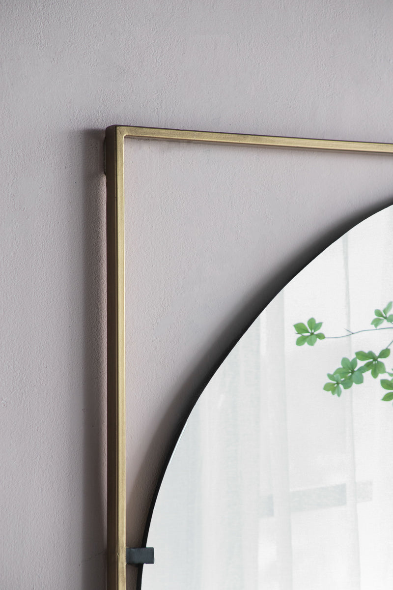 Poppy Mirror With Gold Metal Frame Contemporary Design For Bathroom, Entryway Wall Decor - Golden Black