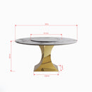 Luxury Round 59" Sintered Stone Dining Table With Stainless Steel Hourglass Base, Scratch & Heat Resistant Surface - Golden / White
