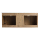 48" Wall Mounted Bathroom Vanity With Double Resin Sink And Storage Rack Soft Close Doors Plywood Construction - Imitative Oak