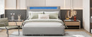 Full Size Upholstered Platform Bed with LED Frame, with Twin  Size Trundle and 2 drawers, Teddy Fleece, Gray