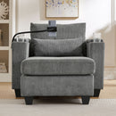 Convertible Chaise Lounge Sofa Chair With USB Ports, Cup Holders, Phone Holder And Storage