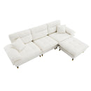 L Shaped Convertible Sectional Sofa 4 Seat Tufted Couch Set With Two Tone Adjust Legs Cloud Movable Ottoman