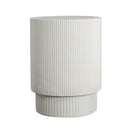 Handmade Side Table With Ribbed Design For Indoor And Outdoor Use - White