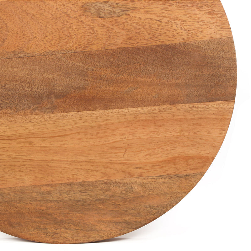 Modern Round End Table With Pedestal Base - Gold / Natural