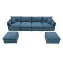 Chenille Modular Sectional Sofa, U Shaped Cloud Couch Set With Double Cushions, 6 Seat Sleeper Sofa Bed With Ottomans, Oversized Indoor Furniture For Living Room