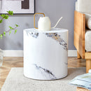 Elegant Cylindrical Table With Patterned Design For Versatile Use - White