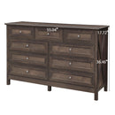 Rustic Storage Dresser With 9 Drawers And Silver Handle