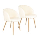 Adjust Legs Upholstered Teddy Faux Fur Dining Armrest Chair (Set of 2)