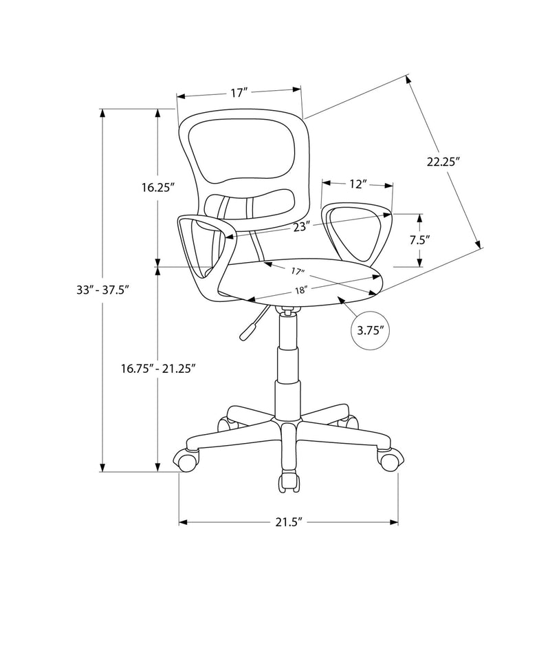 Office Chair, Adjustable Height, Swivel, Ergonomic, Armrests, Mesh, Contemporary / Modern - Black