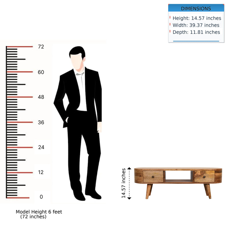 Mini Wooden Rounded Entertainment Unit - Oak