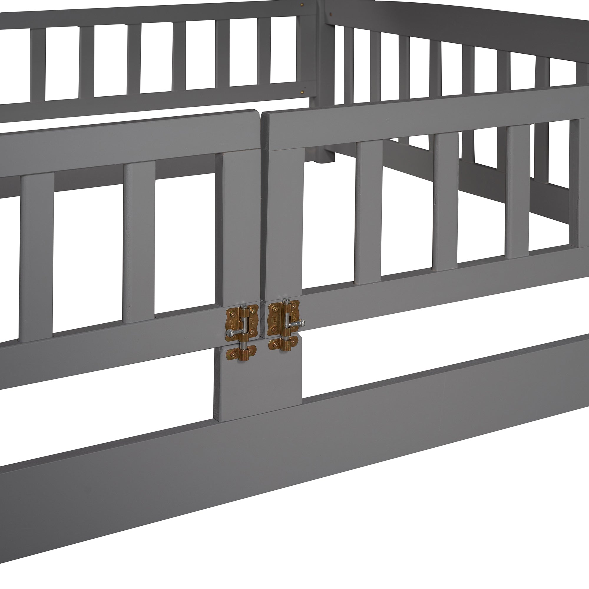 Bunk Bed with Slide,Full Over Full Low Bunk Bed with Fence and Ladder for Toddler Kids Teens Gray - Atlantic Fine Furniture Melbourne FL