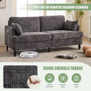 Chenille 2 Seater Sofa With LED Light, USB Charging Port, And Storage Bag