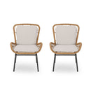 Outdoor Wicker Club Chair With Cushions (Set of 2)