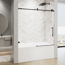 Frameless Single Sliding Shower Door With Soft Close, 5 / 16" Clear Nano Coated Tempered Glass, 60" X 60" - Matte Black