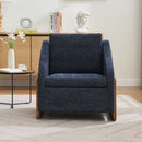 Modern Chenille Upholstered Armchair With Wooden Side Frame