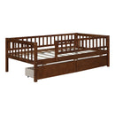 Twin Size Daybed Wood Bed with Two Drawers, Walnut
