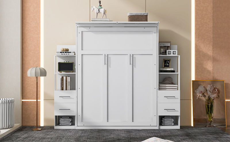 Murphy Wall Bed With Shelves, Drawers And LED Lights