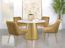 Ambrose - Round Marble Top Dining Table - Brushed Gold