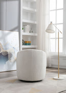 Teddy Fabric Swivel Accent Armchair Barrel Chair With Powder Coating Metal Ring
