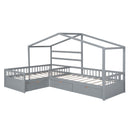 L Shape Platform Bed With 3 Storage Drawers