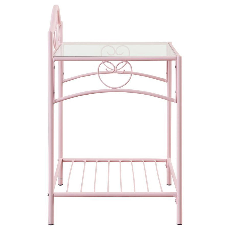 Massi - Metal 1-Shelf Nightstand - Powder Pink