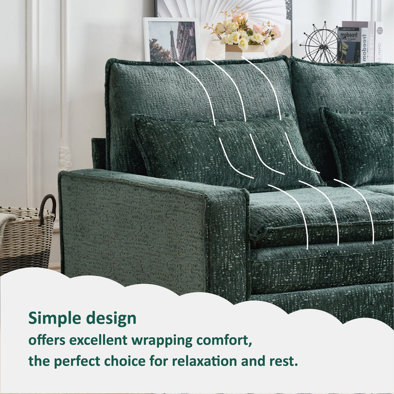 Modern Comfy Chenille L Shaped Sectional Sofa With Movable Ottoman
