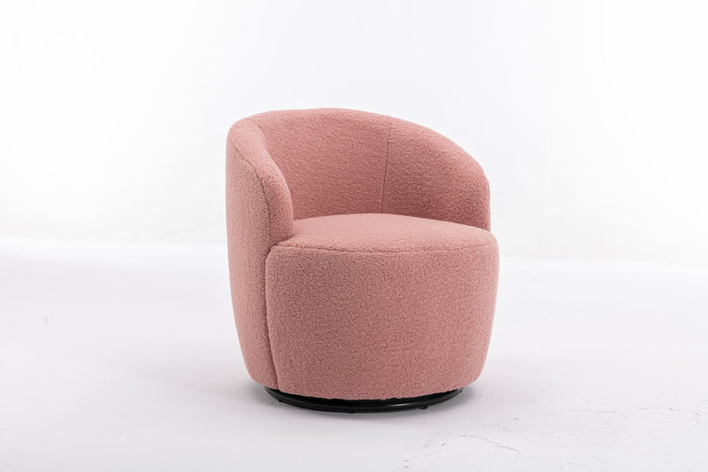 Teddy Fabric Swivel Accent Armchair Barrel Chair With Powder Coating Metal Ring