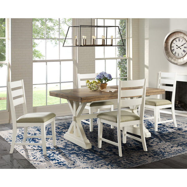 Park Creek - Rectangle 5 Piece Dining Set-Table And Four Chairs - Cottage White Finish