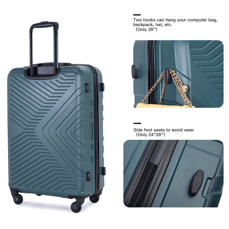 3 Piece Luggage Sets Lightweight Suitcase With Two Hooks, Spinner Wheels, Tsa Lock, Durable Hard Shell