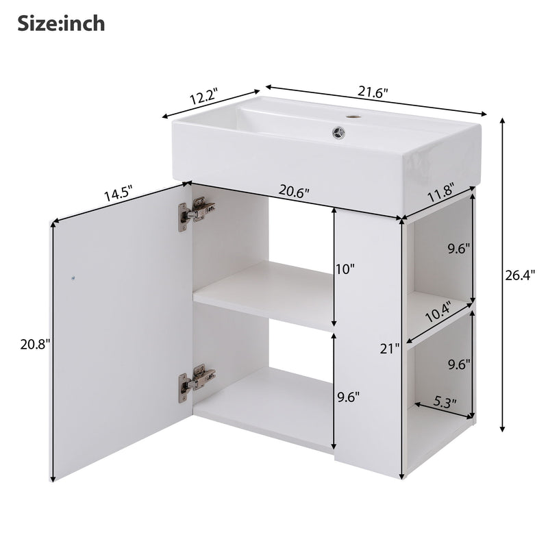 Modern Floating Bathroom Vanity With Ceramic Basin Perfect For Small Bathrooms