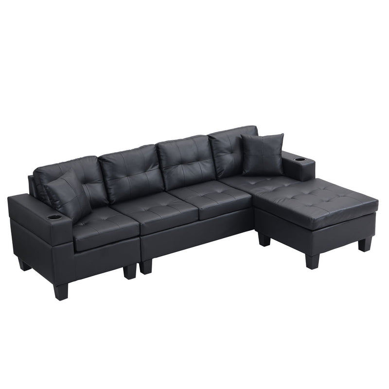 Sectional Sofa For Living Room With L Shape Chaise Lounge, Cup Holder And Left Or Right Hand Chaise Modern 4 Seat