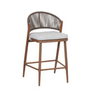 Outdoor 26" Counter Height Metal Frame Counter Stools With Scallop Shaped Backrest & Water Resistant Cushions