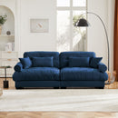 Modern Velvet Sofa With Bolstered Armrests And Pillows