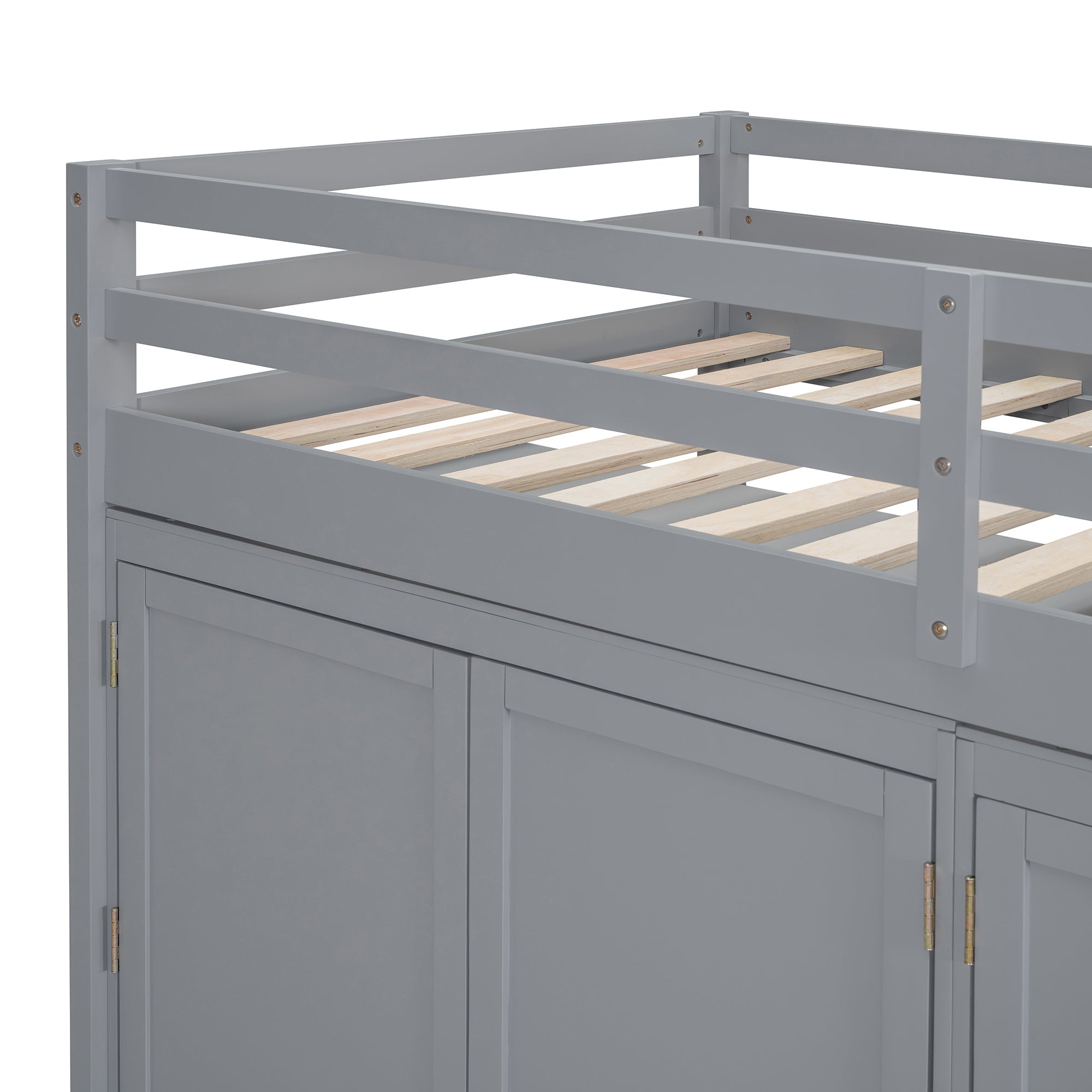 Twin size Loft Bed with Drawer, Two Wardrobes and Mirror, Gray - Atlantic Fine Furniture Melbourne FL